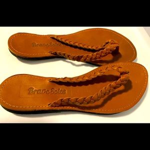 Woven leather brown sandals